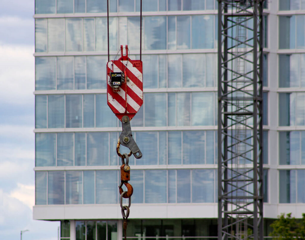 A crane with a SkyHorn attached.
